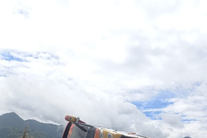 Daños. Un bus interprovincial se volcó y dejó siete afectados.
