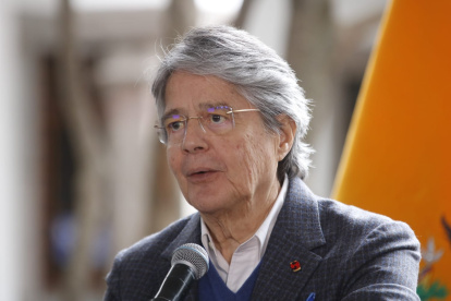 El presidente Guillermo Lasso en conferencia de prensa.