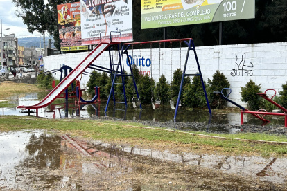 Suciedad. Una laguna se formó en la zona verde y el paso está cerrado.