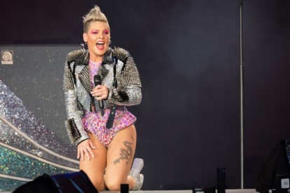 La cantante Alecia Beth Moore Hart, conocida como Pink, en su gira promocional.