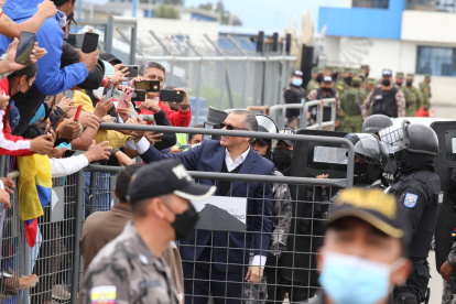 Libertad. El exvicepresidente Jorge Glas el día que dejó el encierro en la cárcel de Cotopaxi.