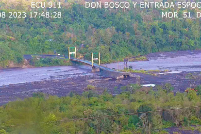 El ECU911 de Macas reportó la crecida del río Upano el 8 de julio de 2023.