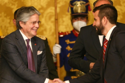 El presidente de la República, Guillermo Lasso, y el ministro de Economía y Finanzas, Pablo Arosemena.