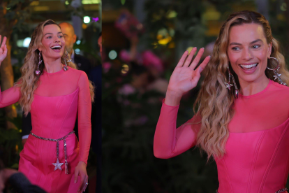 Margot Robbie en la Alfombra Rosa en México.