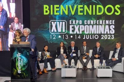 Foto de la inauguración del evento Expominas, en Quito.