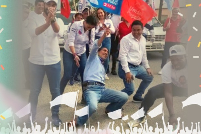 Yaku Pérez bailó con sus seguidores.