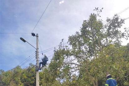 Conexión. Los técnicos de la Empresa Eléctrica hacen las reparaciones.