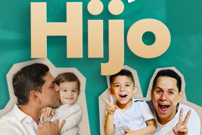 Emilio Pinargote y Jhonathan Luna con sus respectivos hijos.