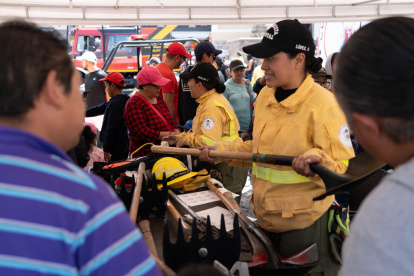 En el sector de Pomasqui, al noroccidente de la ciudad, hubo una feria sobre prevención de incendios.