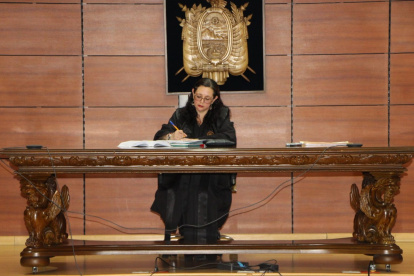 Diligencia. La jueza Daniella Camacho conoce la demanda contra el juez Luis Rivera.