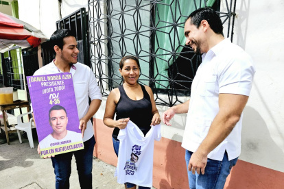 Jonathan Parra (d), es candidato a asambleísta por el distrito 3 de Guayas respaldado por el movimiento Acción Democrática Nacional (ADN).