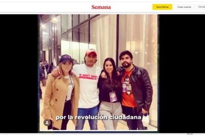 Captura de página web de revista Semana en la que se ve una foto donde aparece Raisa Vulgarín, su novio, primo y mano derecha de Nicolás Petro.