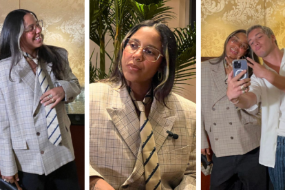 Viste de terno oversized para promocionar su gira ‘Popola Presidente’.