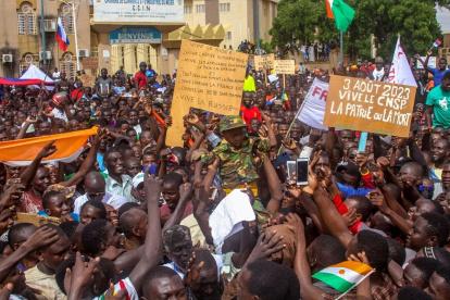 Manifestación de partidarios del golpe militar en Niamey