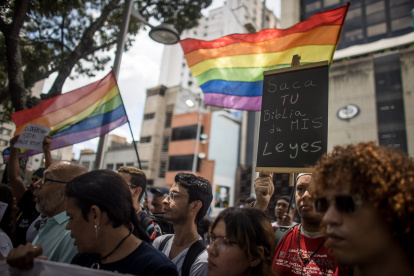 Panorama. Una manifestación de la comunidad LGBTI desarrollada en julio de este año en Caracas (Venezuela).