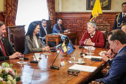 El presidente Guillermo Lasso, recibió a la Jefa de la Misión de Observadores Electorales de la OEA, Isabel de Saint-Malo, el 16 de agosto 2023.