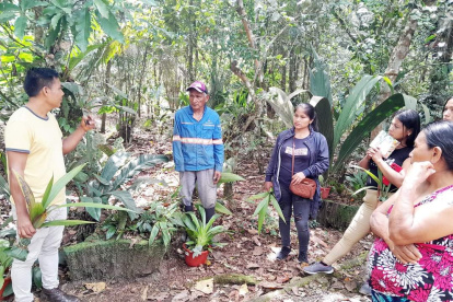 Exhibición. A un costado, aparece Felipe Wampash, de nacionalidad shuar y fundador del Jardín Botánico Jintim.