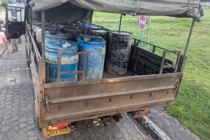 Operación. Miembros de la Brigada de Infantería de Marina de San Lorenzo encontraron el material en un camión.
