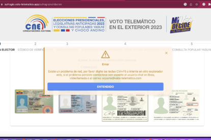 Captura de pantalla. Así se muestra el portal web para el voto telemático.