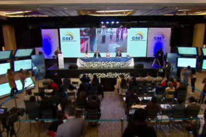 Captura de pantalla. Durante la rueda de prensa del Consejo Nacional Electoral.