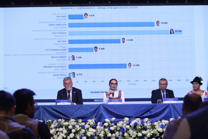 Centro de mando unificado del CNE donde se dan los resultados de las elecciones anticipadas, este 20 de agosto de 2023