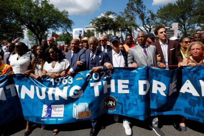 La cabecera de la marcha en Washington la conformaban algunos familiares de Martin Luther King