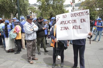 Protesta. Esta se mantuvo hasta pasado el mediodía.