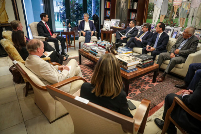 El senador estadounidense Marco Rubio en una vista a Ecuador junto al presidente, Guillermo Lasso