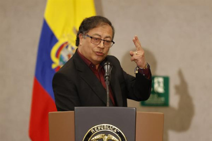 El presidente de Colombia Gustavo Petro habla en una intervención en el acto de reconocimiento del sindicalismo como sujeto de reparación colectiva