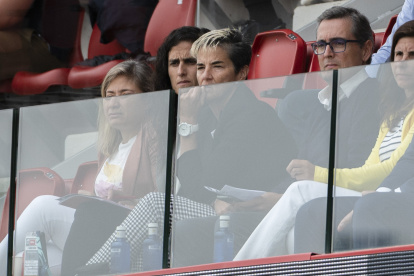 Montse Tomé (segunda desde la izquierda) durante uno de los partidos de scouting de LaLiga.