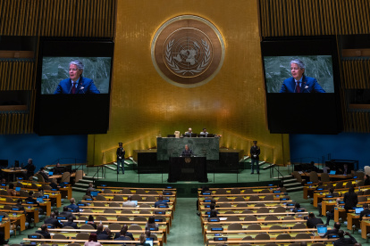 Intervención. Guillermo Lasso se refirió al fenómeno de El Niño, cambio climático e inseguridad en la ONU.