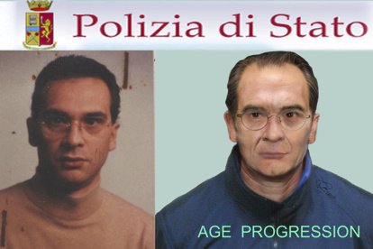 Imagen de archivo de un retrato robot facilitado por la policía italiana de Matteo Messina Denaro, jefe de Cosa Nostra, la mafia siciliana.