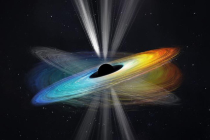 Recreación del giro del agujero negro de la radiogalaxia M87. Cui Yuzhu et al 2023, Intouchable Lab@openverse y Zhejiang Lab.