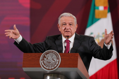 El presidente de México, Andrés Manuel López Obrador, durante una rueda de prensa este lunes.