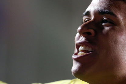 Kendry Páez de Ecuador celebra su gol hoy, en un partido de las Eliminatorias Sudamericanas para la Copa Mundial de Fútbol 2026 entre Bolivia y Ecuador en el estadio Hernando Siles en La Paz (Bolivia).