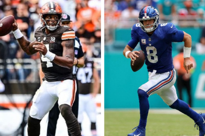 Watson (i) y Jones (d) eran titulares en sus respectivos equipos de la NFL.