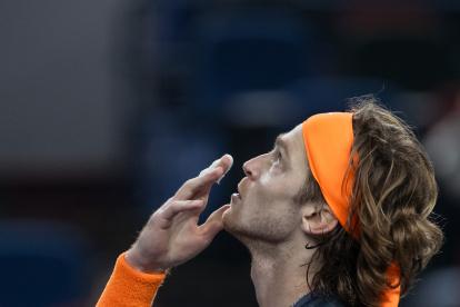 Rublev celebra su victoria. Es el único Top 10 que sobrevive en el torneo.
