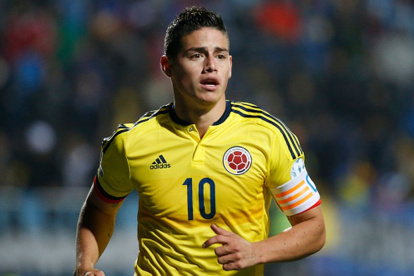 VIÑA DEL MAR, CHILE - JUNE 26: James Rodríguez of Colombia in action during the 2015 Copa America Chile quarter final match between Argentina and Colombia at Sausalito Stadium on June 26, 2015 in Viña del Mar, Chile. (Photo by Gabriel Rossi/LatinContent/Getty Images)