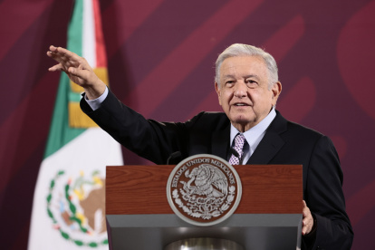 Andrés Manuel López Obrador, durante una rueda de prensa en Palacio Nacional, hoy en Ciudad de México