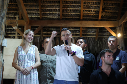 El presidente electo Daniel Noboa recibió los resultados de la elección de segunda vuelta en Santa Elena.