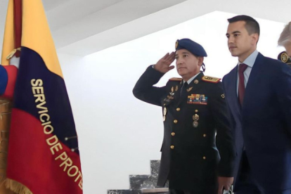 El presidente electo, Daniel Noboa, durante su visita a Carondelet.