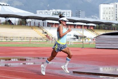 Rosalba Chacha durante sus últimas prácticas en la pista de Los Chasquis, con miras a los Juegos Panamericanos.