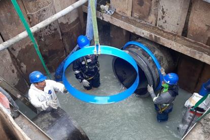 Foto referencial de los trabajos que ha venido haciendo Interagua en las últimas semanas en la ciudad.