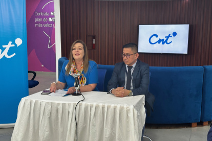 La gerenta de CNT, Lourdes Cuesta, en rueda de prensa para informar sobre la condonación de deudas este 24 de octubre de 2023.