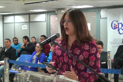 La comisionada María Soledad Saltos dijo que nunca tuvo el expediente 274 para su calificación.