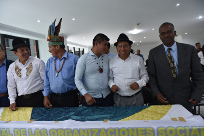 Los dirigentes de varias agrupaciones se reunieron en Quito para mostrar su respaldo al gobierno de Daniel Noboa.