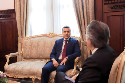 Transición. El presidente electo Daniel Noboa se reunió con el mandatario saliente Guillermo Lasso, días atrás.