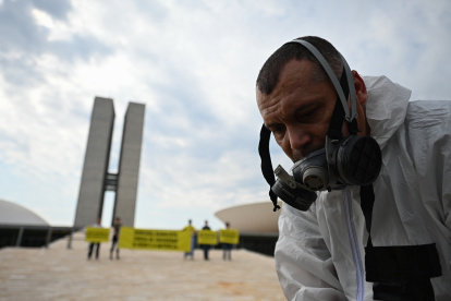 Brasilia. Activistas en una protesta contra el uso de pesticidas agrícolas.