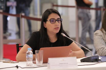 Sariha Moya, ha sido presentada como la "próxima ministra de Finanzas" durante el viaje de Noboa a Washington.