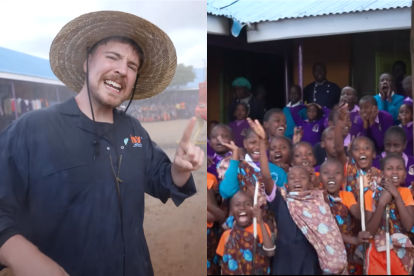 La personalidad de Internet Mr Beast en una aldea en que construyó un pozo de agua potable